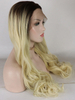 Blue Mixed Grey Lace Front Wig Synthetic Hair Short Length