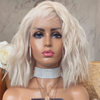 Short Length Natural Wave Platinum Blonde Lace Front Wig Summer Human Hair Wigs